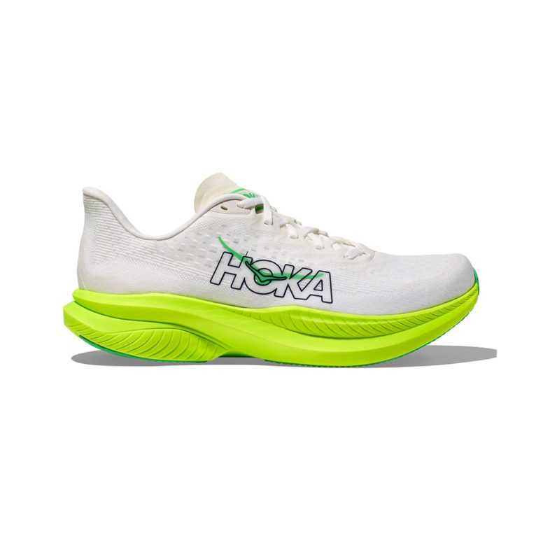 Hoka Mach 6 Hombre White/Neon Lime