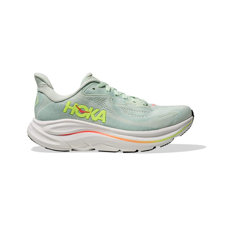 Hoka Clifton 10 Mujer Sea Glass/Neon Flame