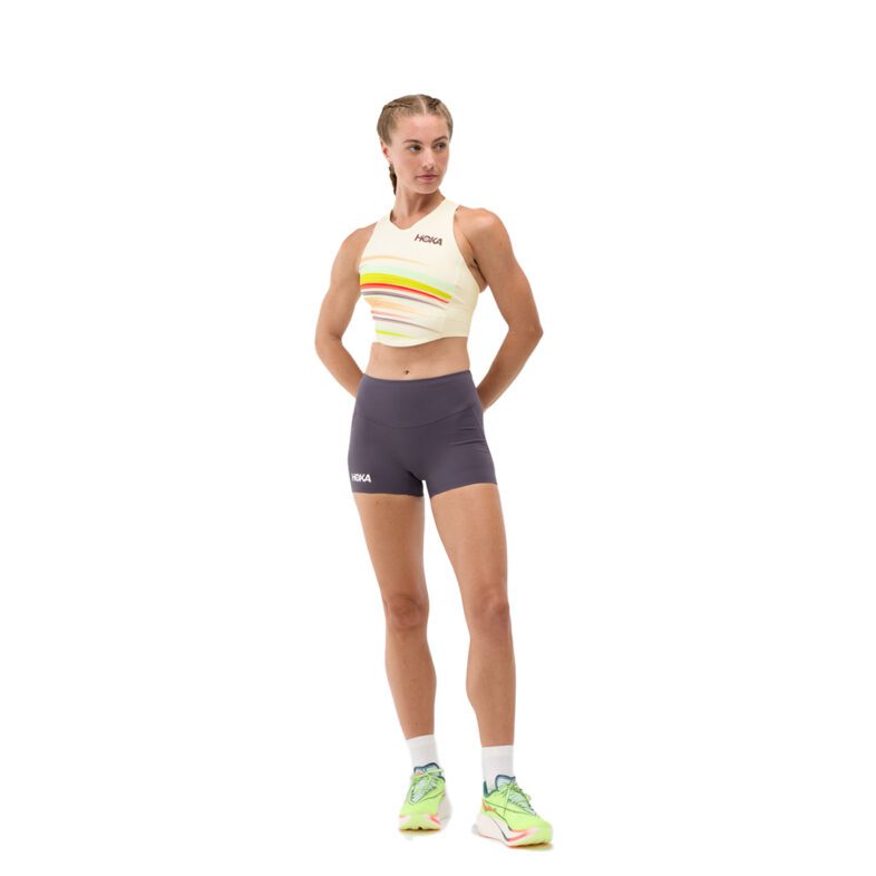 Hoka Crop Bra Race Day Mujer Alabaster/ Flare - Imagen 3