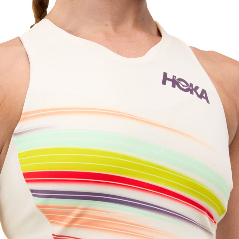 Hoka Crop Bra Race Day Mujer Alabaster/ Flare - Imagen 4