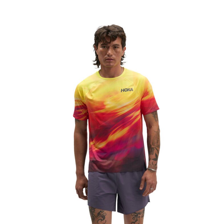 Polera Hoka Race Day Yellow/ Red