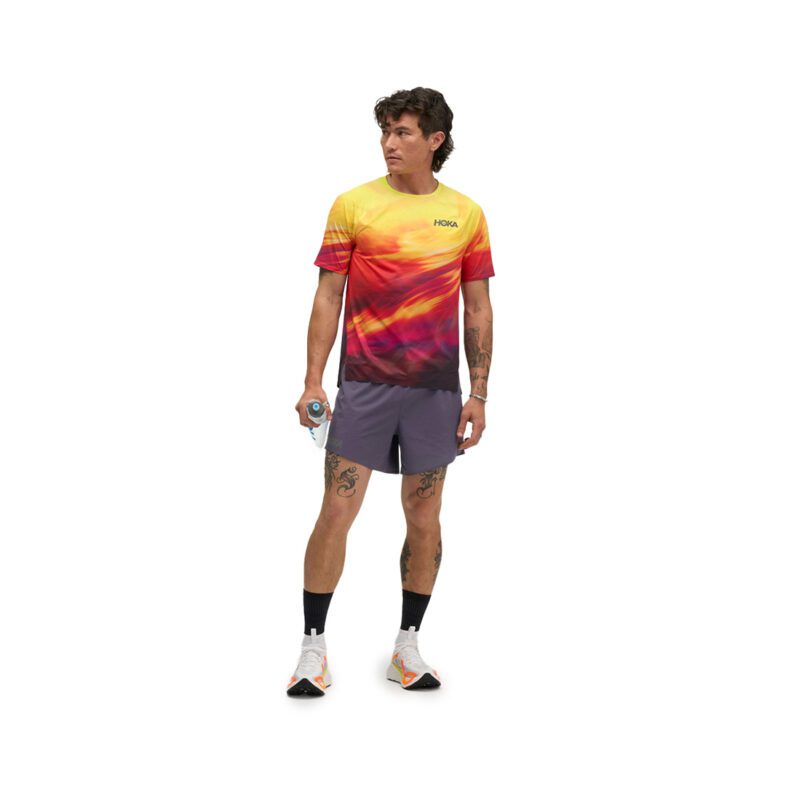 Polera Hoka Race Day Yellow/ Red - Imagen 3